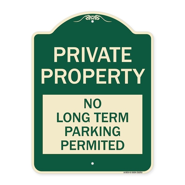 Private Property No Long-Term Parking Permitted Heavy-Gauge Aluminum Sign, 24" x 18", G-1824-23253